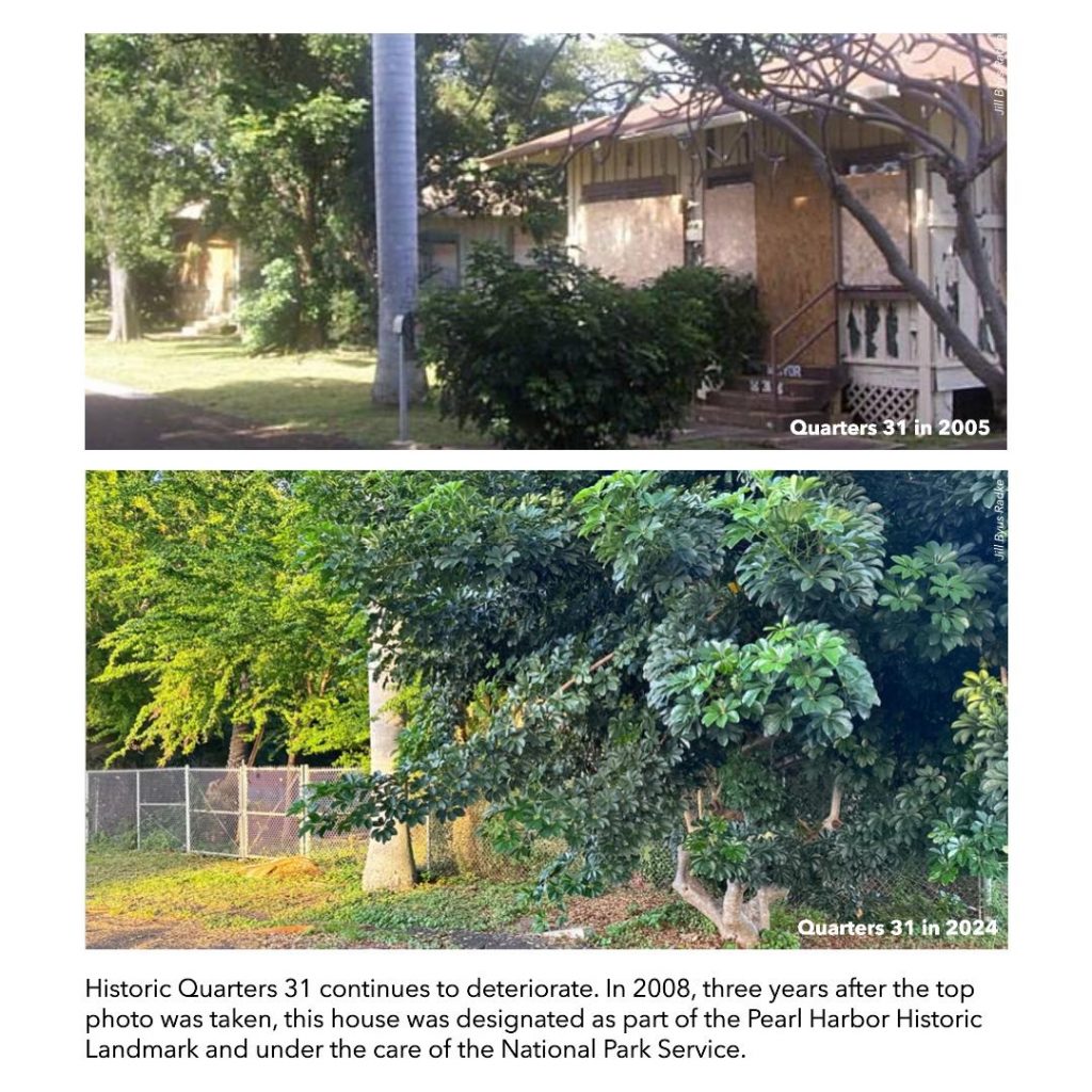 Historic CPO Quarters 31 on Belleau Wood Loop on Ford Island, Pearl Harbor continues to deteriorate.